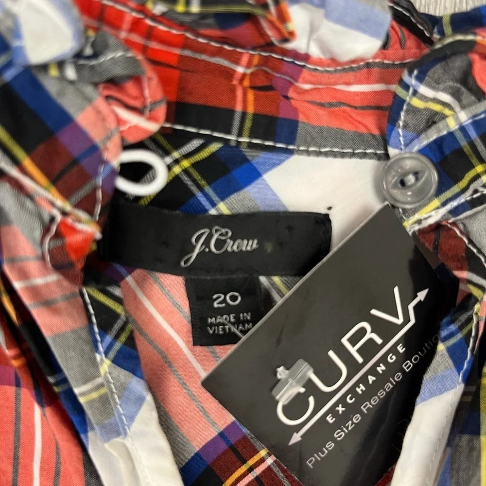 J Crew size 20 Sleeveless Red Plaid Tie-Neck Top